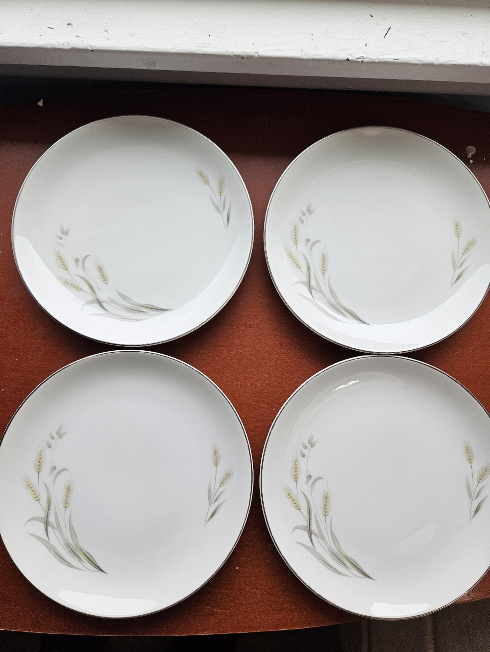 Lot of 4 Nasco Saxony Bread Plates Vintage Japan Fine China Wheat Pattern Silver